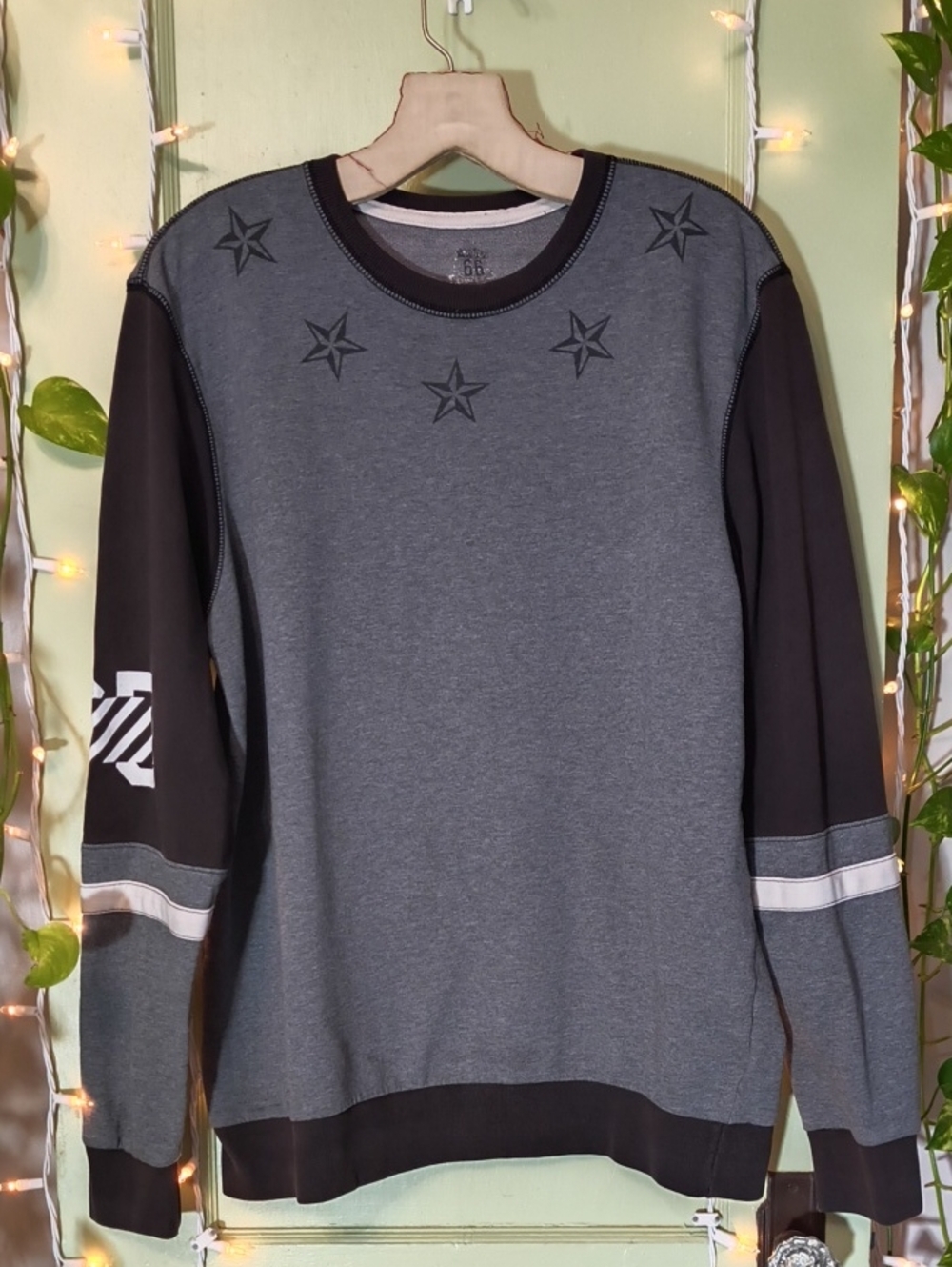 Women's Route 66 Grey Black Faded Northstar 75 Crewneck Sweatshirt L